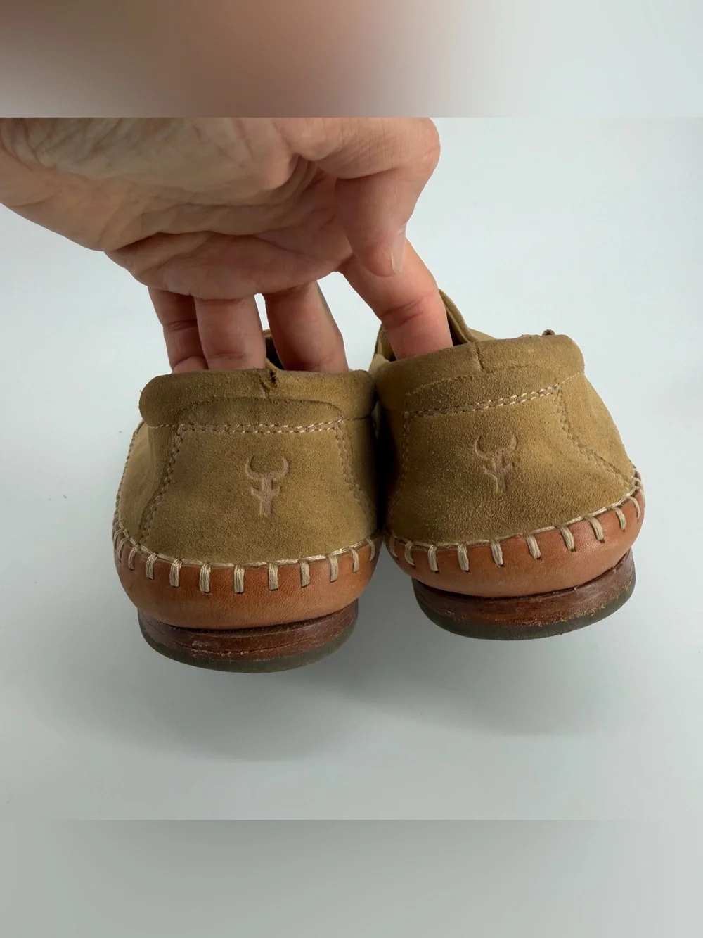Trask Mens Tan Suede Slip On Loafers Perforated Shoes Size 9M